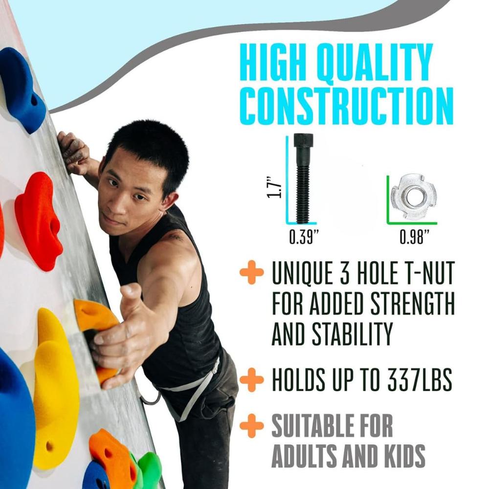 White Tech Premium Rock Climbing Holds (Pack Of 30) Hardware Kit 