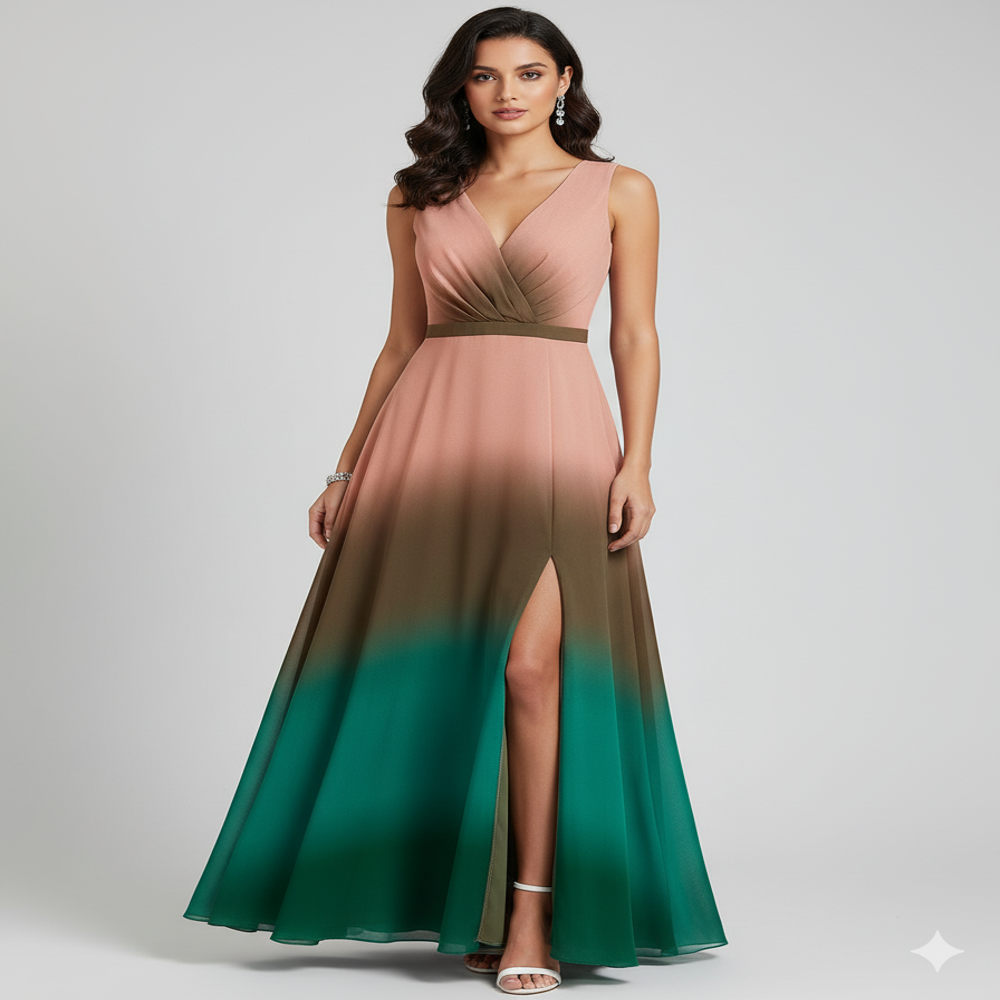  Viscose green Color Gradient Fabric