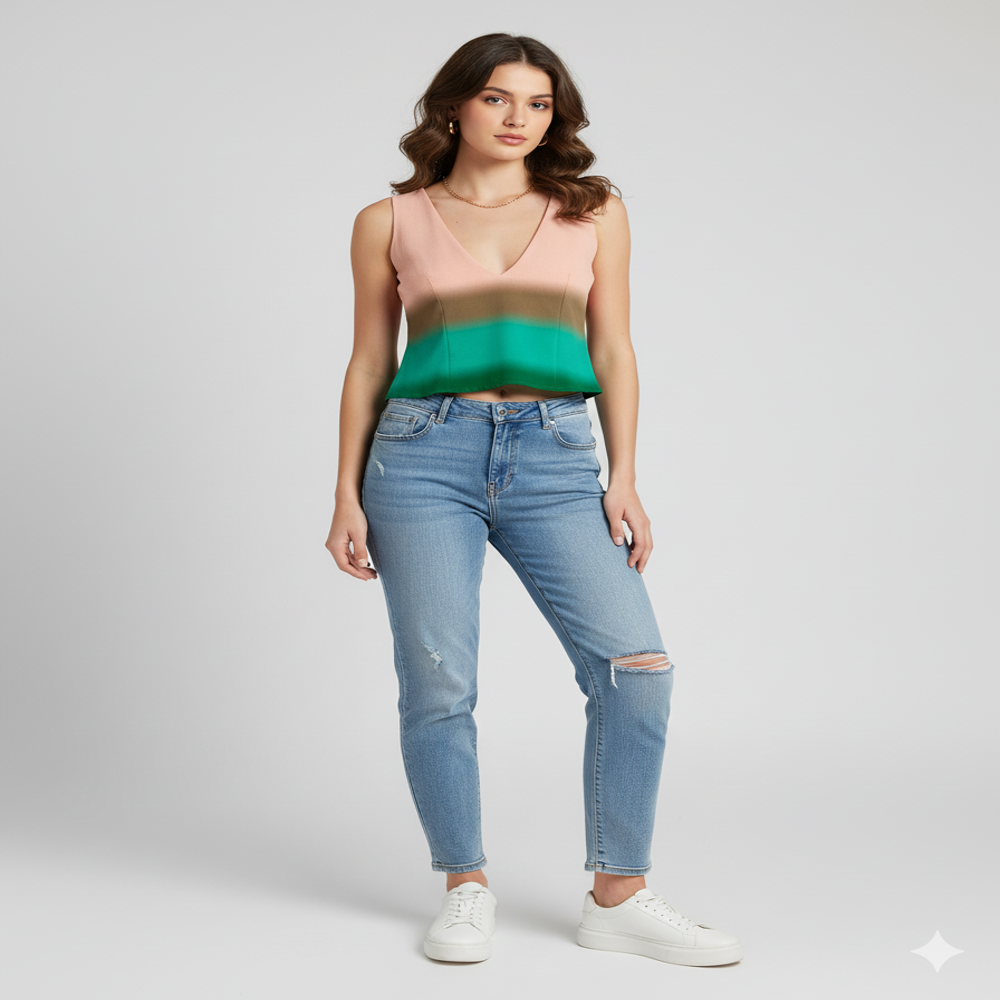  Viscose green Color Gradient Fabric