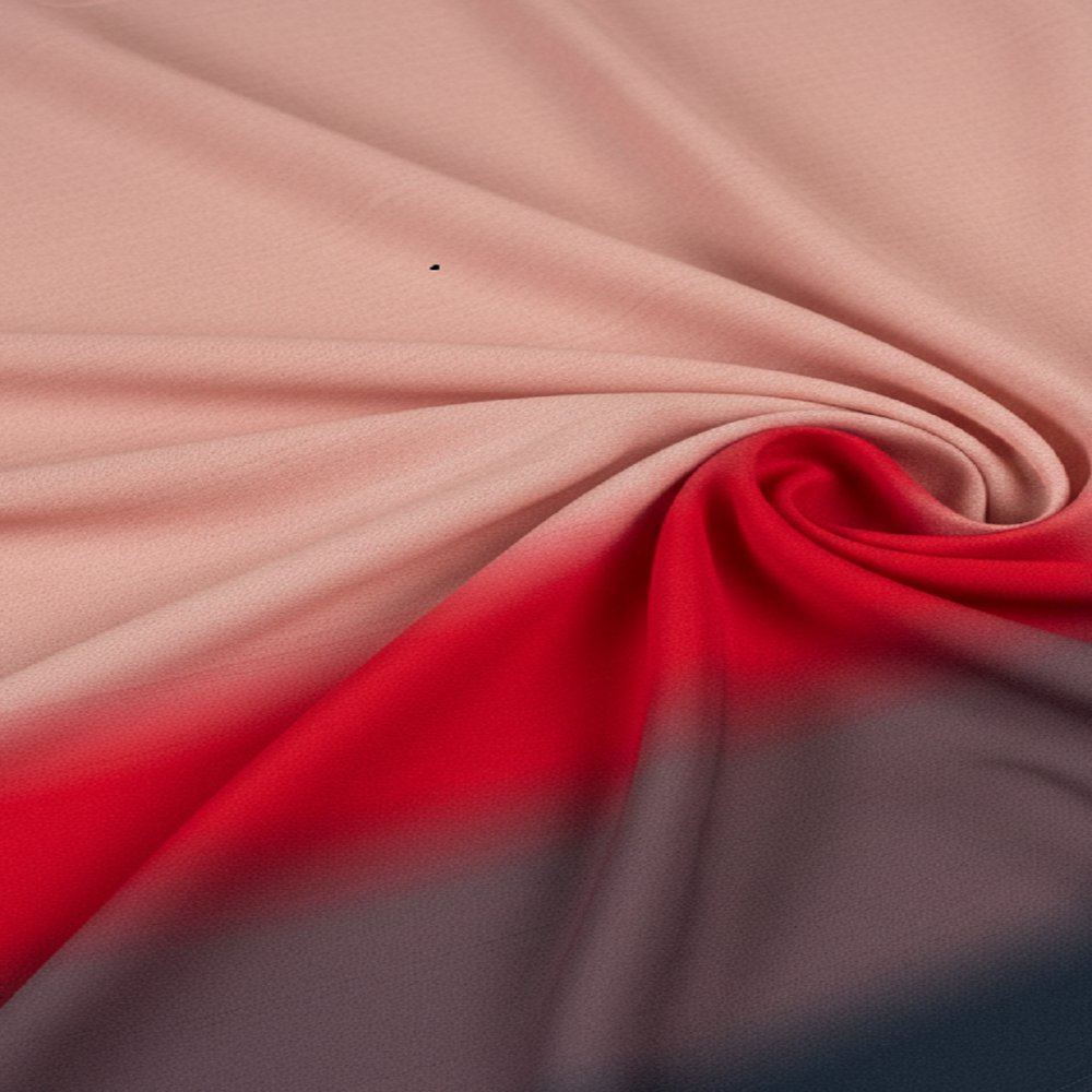 Viscose red Color Gradient Fabric