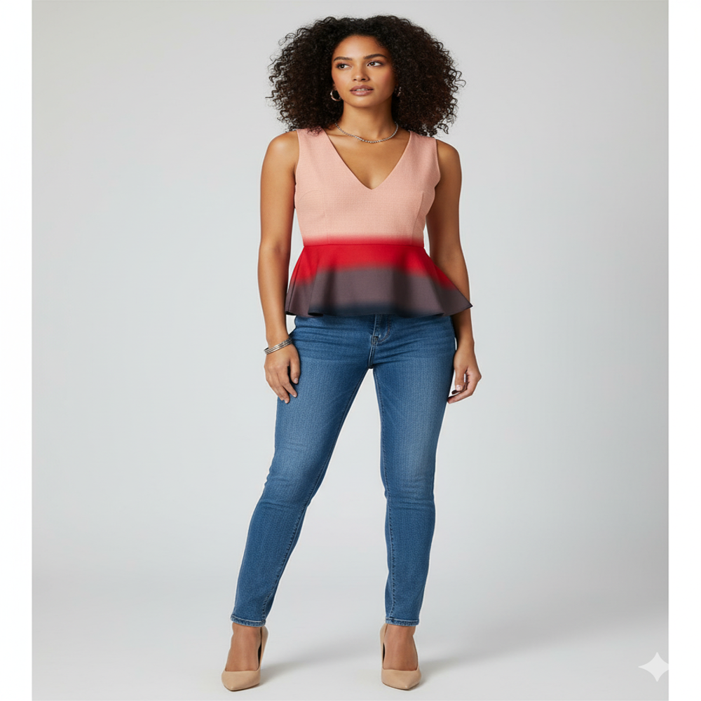 Viscose red Color Gradient Fabric