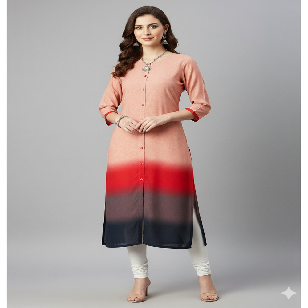 Viscose red Color Gradient Fabric