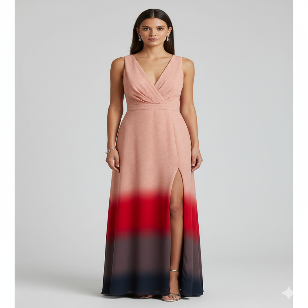 Viscose red Color Gradient Fabric