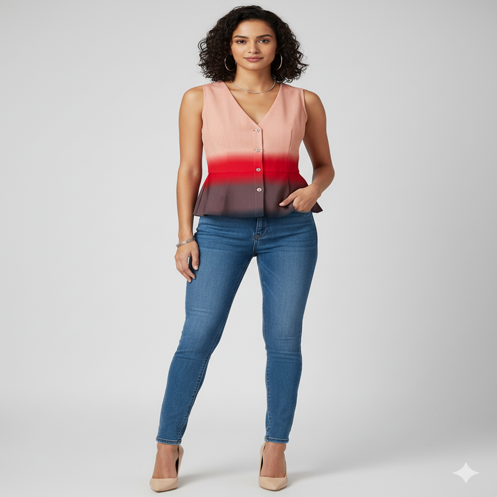 Viscose red Color Gradient Fabric