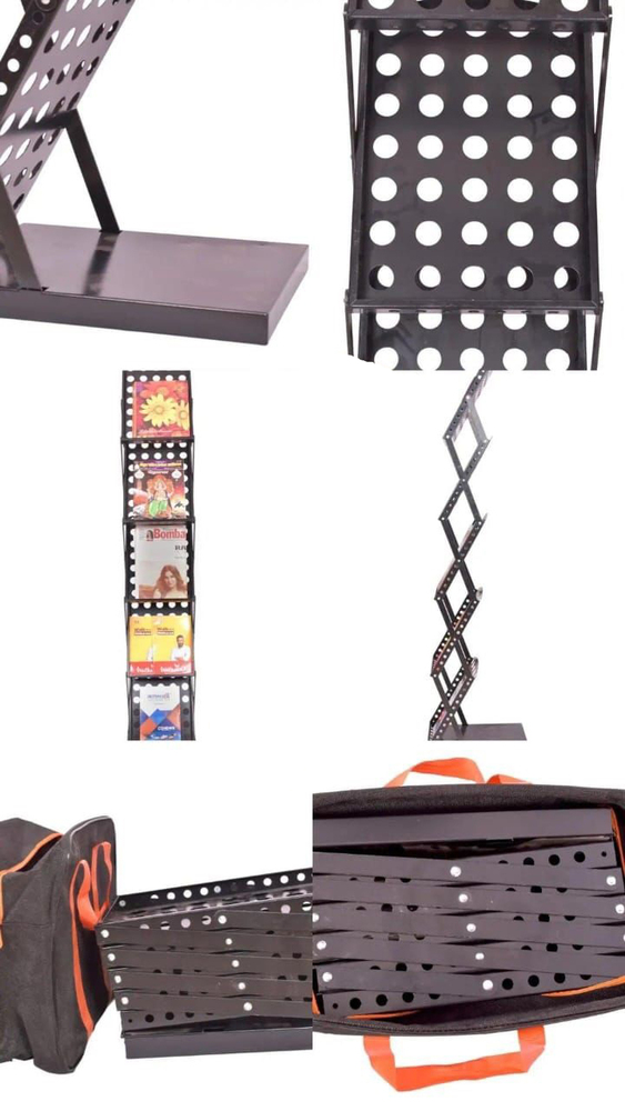 Zig Zag Magazine And Paper Stand - Color: Silver