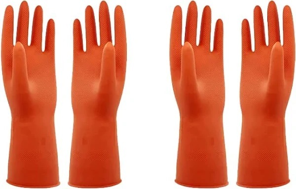 Heavy Duty Rubber Hand Gloves - Color: Orange