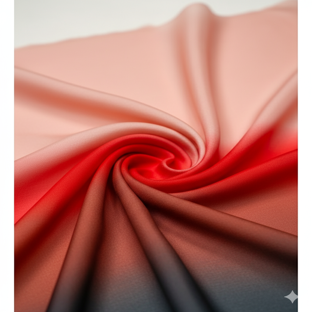 Satin Ombre Fabric Red to Black Gradient