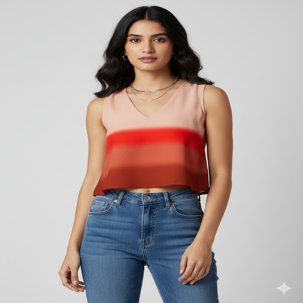 Satin Ombre Fabric Red to Black Gradient