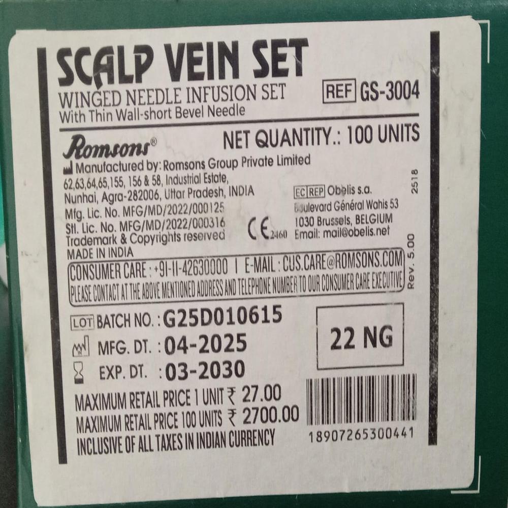 Scalp Vein Set 22 NG