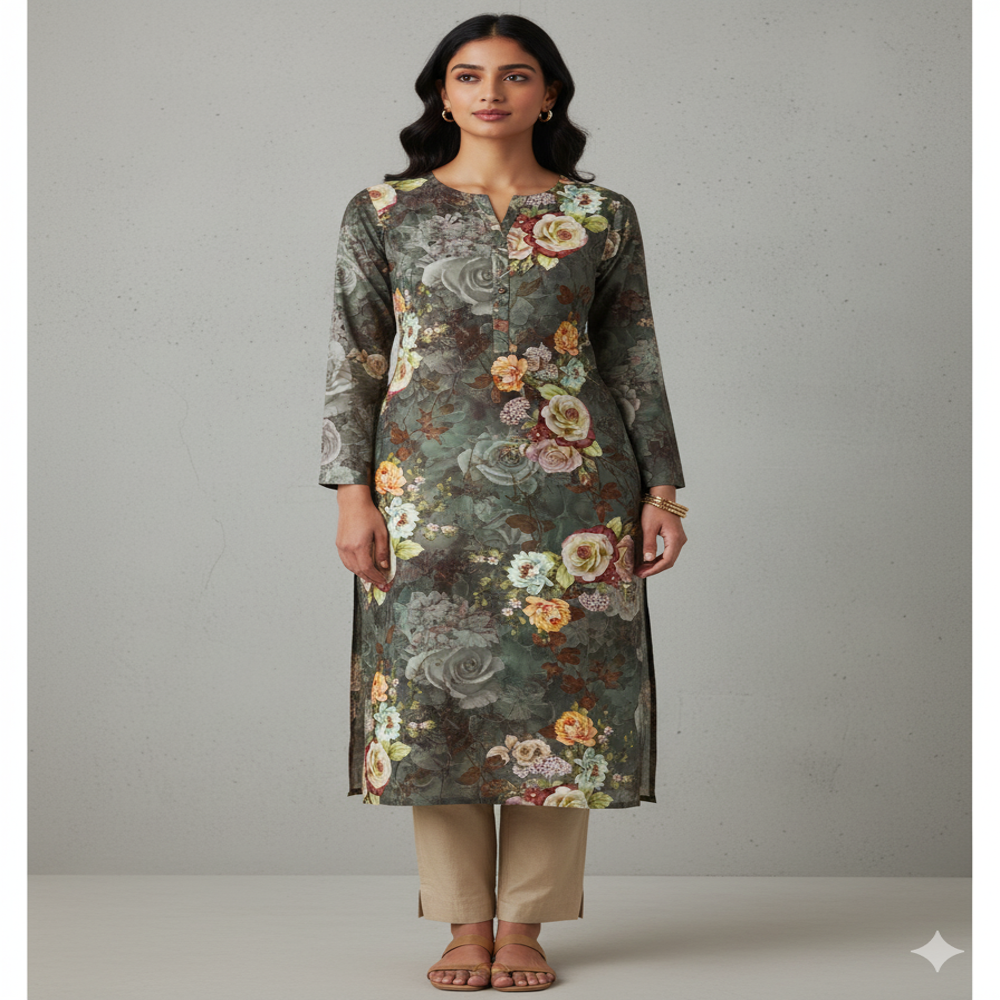  Viscose black Floral Fabric 