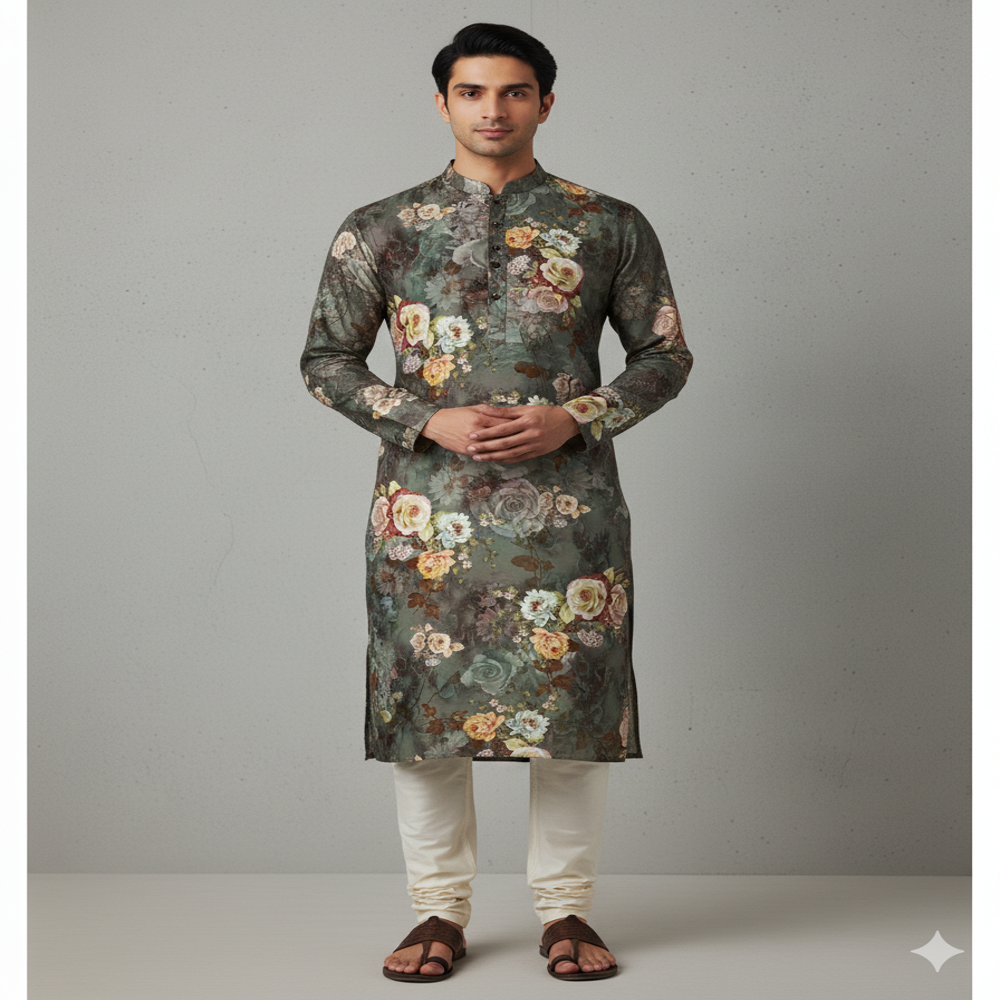  Viscose black Floral Fabric 