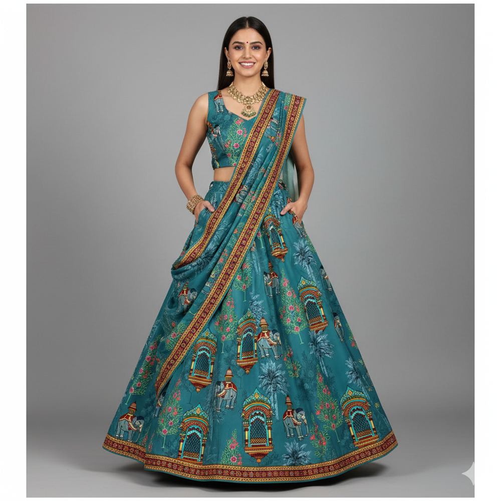  viscose Elephant Print  Fabric