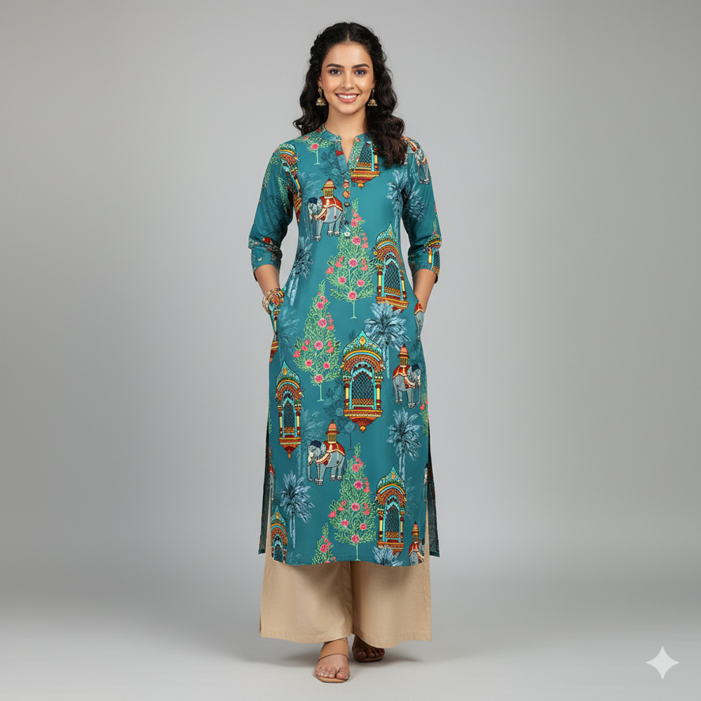  viscose Elephant Print  Fabric