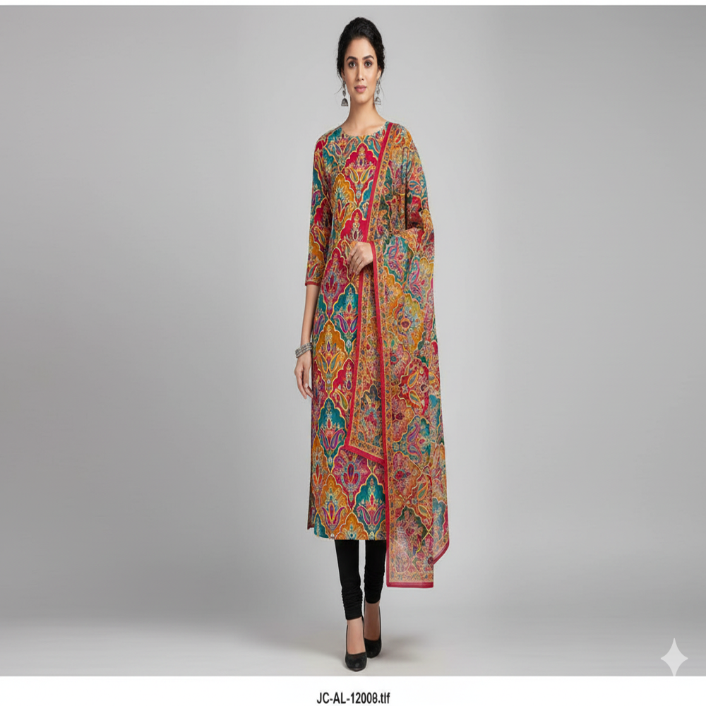 Kalamkari  Fabric, Multicolour, Digital Prints