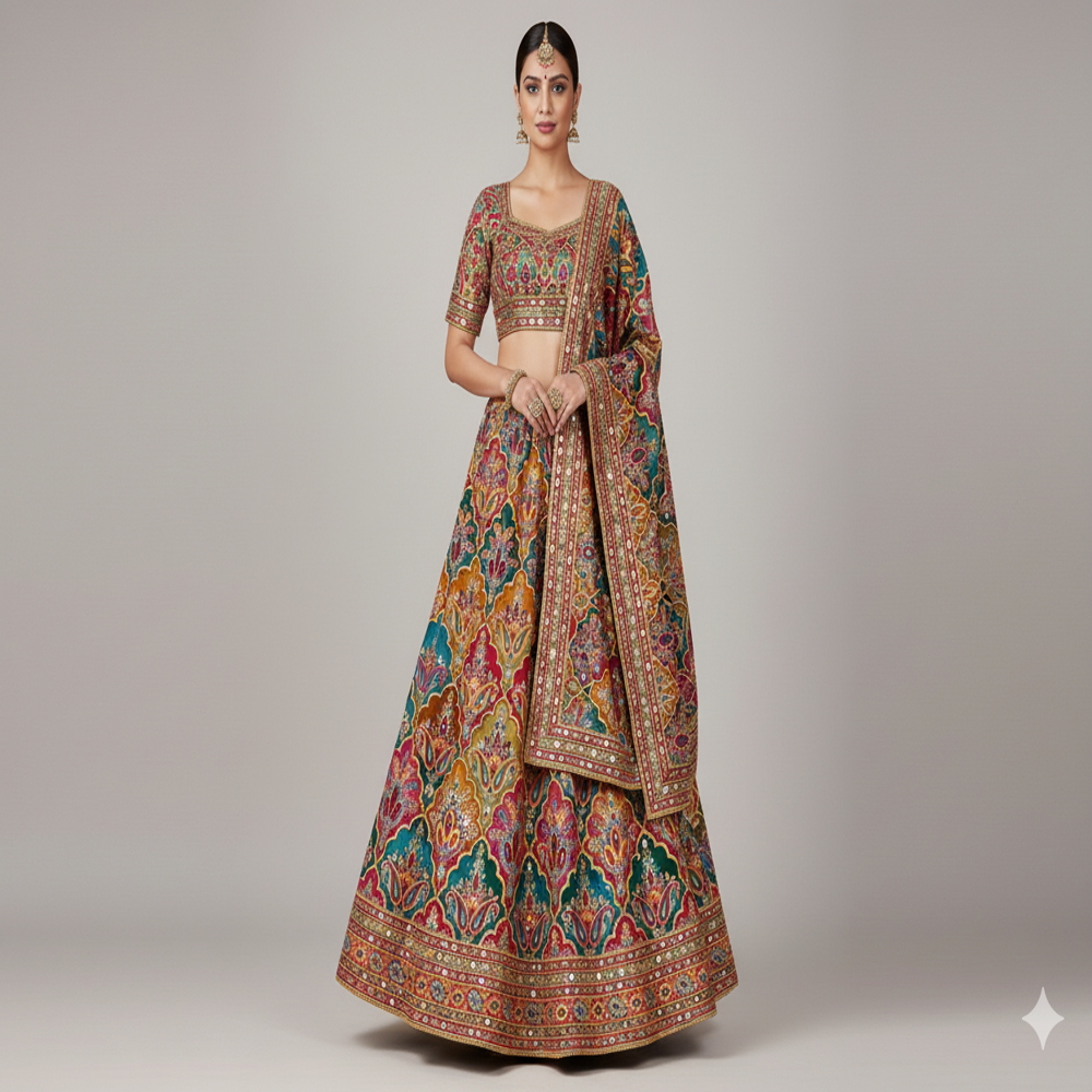 Kalamkari  Fabric, Multicolour, Digital Prints