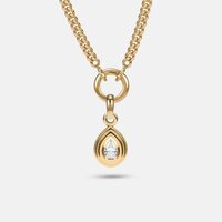 18K Yellow Gold Pear Cut Lab Grown Diamond Solitaire Pendant Necklace, Elegant Teardrop Diamond Charm for Women