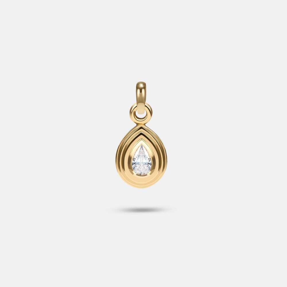 18K Yellow Gold Pear Cut Lab Grown Diamond Solitaire Pendant Necklace, Elegant Teardrop Diamond Charm for Women