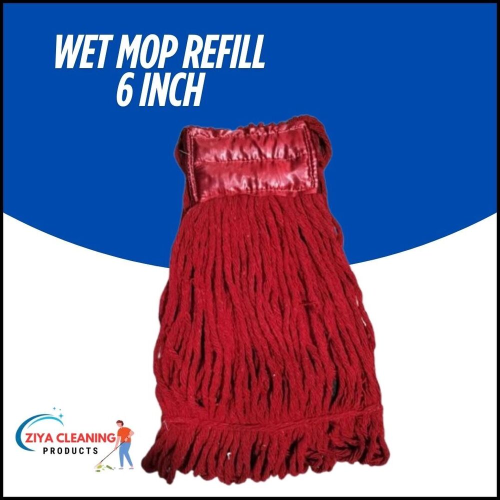 6 Inch Wet Mop Refill - Color: Red