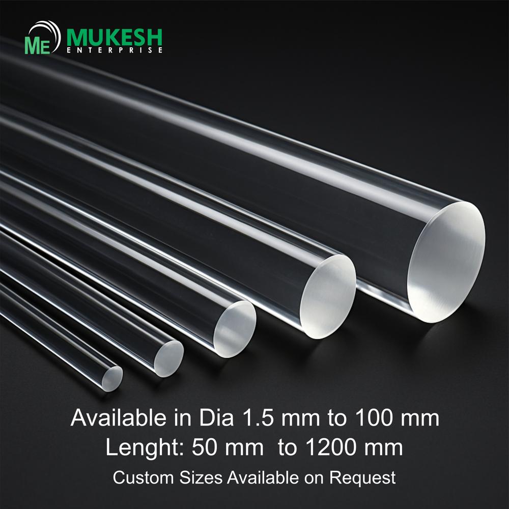 CrystalLite 12 mm (0.5 inch) Solid Acrylic Round Rod High Clarity PMMA Bar