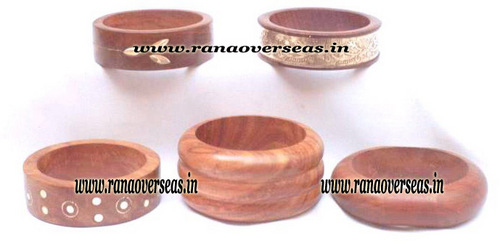 Brown Wooden Bangles In Brass Fitting