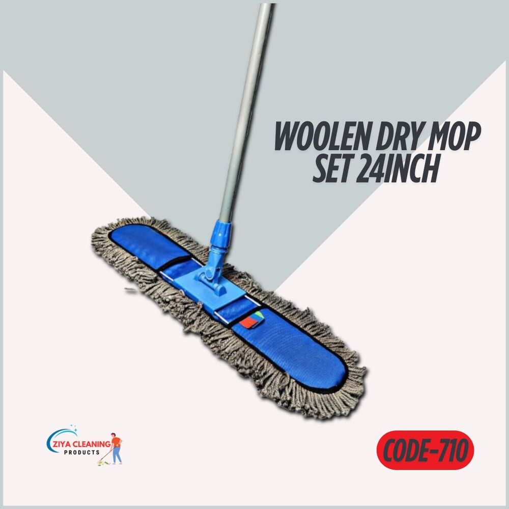 24 Inch Woolen Dry Mop Set - Color: Silver