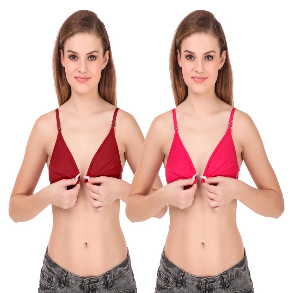Front Open Bra For Ladies - Color: Black / White / Nude / Pink / Multi