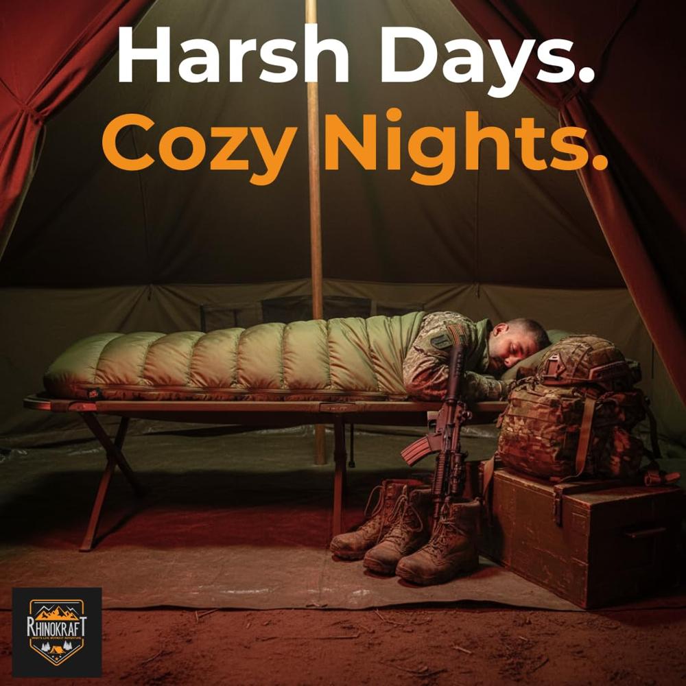 RhinoKraft Indian Army Sleeping Bag for Adventure | Camping, Trekking and Outdoor Activity