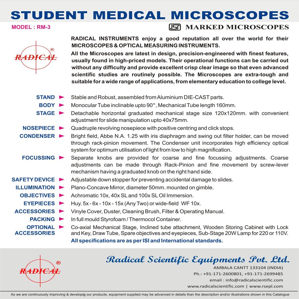 Student Medical Microscope Rm-3 - Application: Laboratory