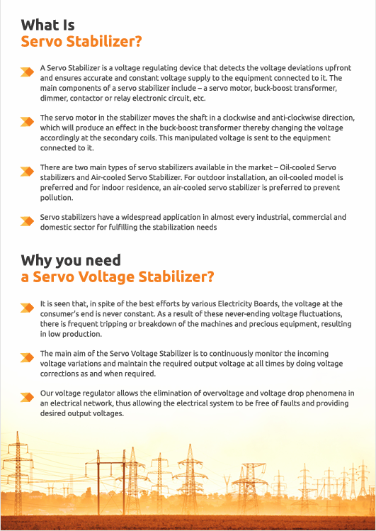 40 kva Air Cooled Servo Voltage Stabilizer
