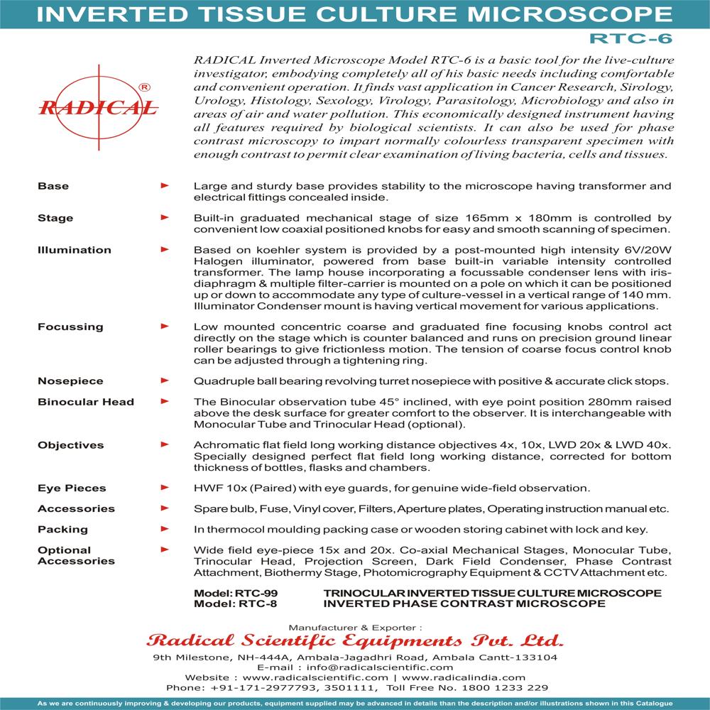 Inverted Tissue Culture Microscope - Metal Body, Oversize Stage 180x150mm, 45-degree Binocular Head, Koehler Illumination | Achromatic Objectives 5x, 10x, Lwd-20x, Lwd-40xsl