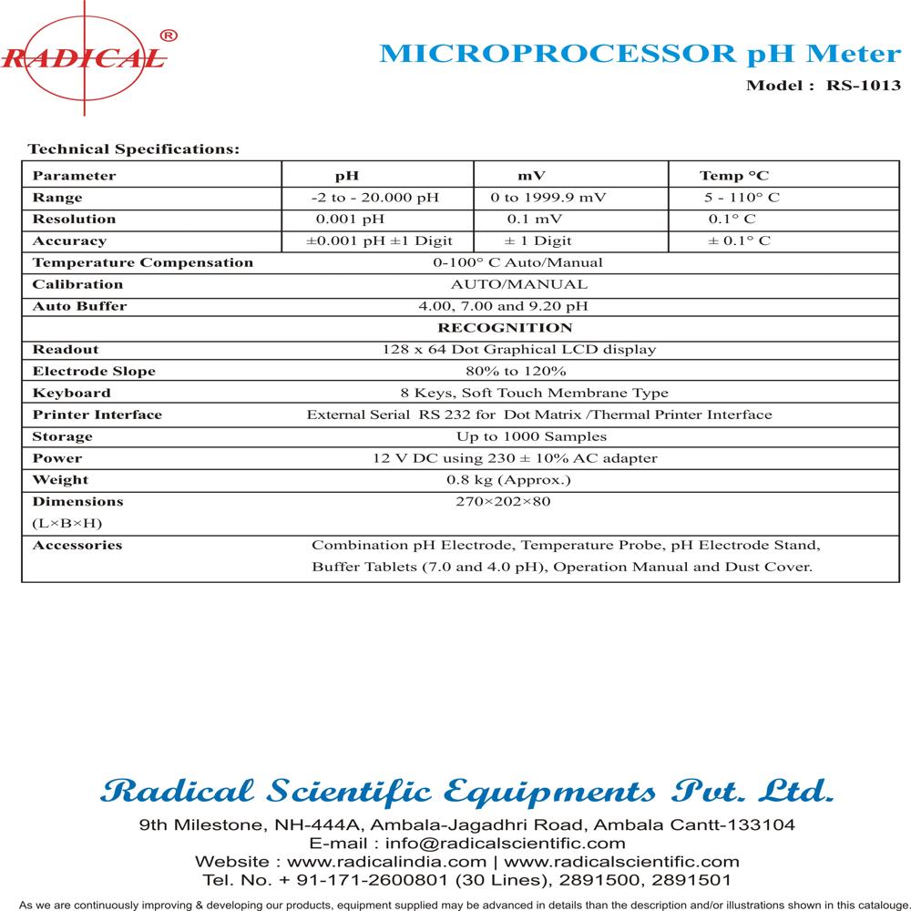 Microprocessor Ph Meter Rs-1013 - Material: Plastic