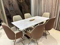 White Rectangular Sintered Stone Dining Table - Application: Home