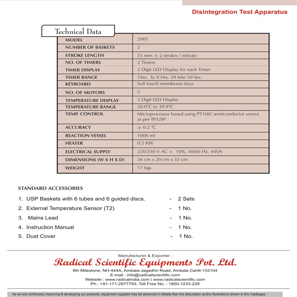 Disintegration Test Apparatus RS-901