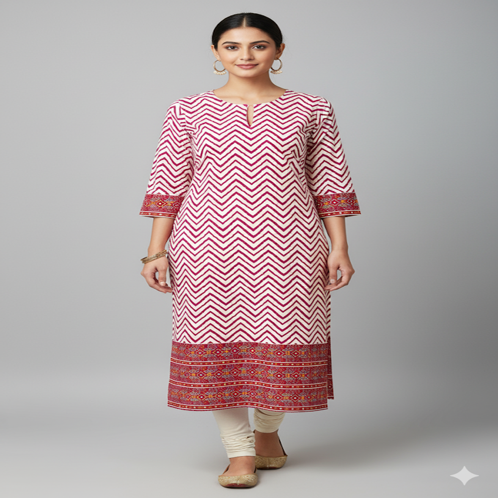 red and white Zigzag Print Fabric