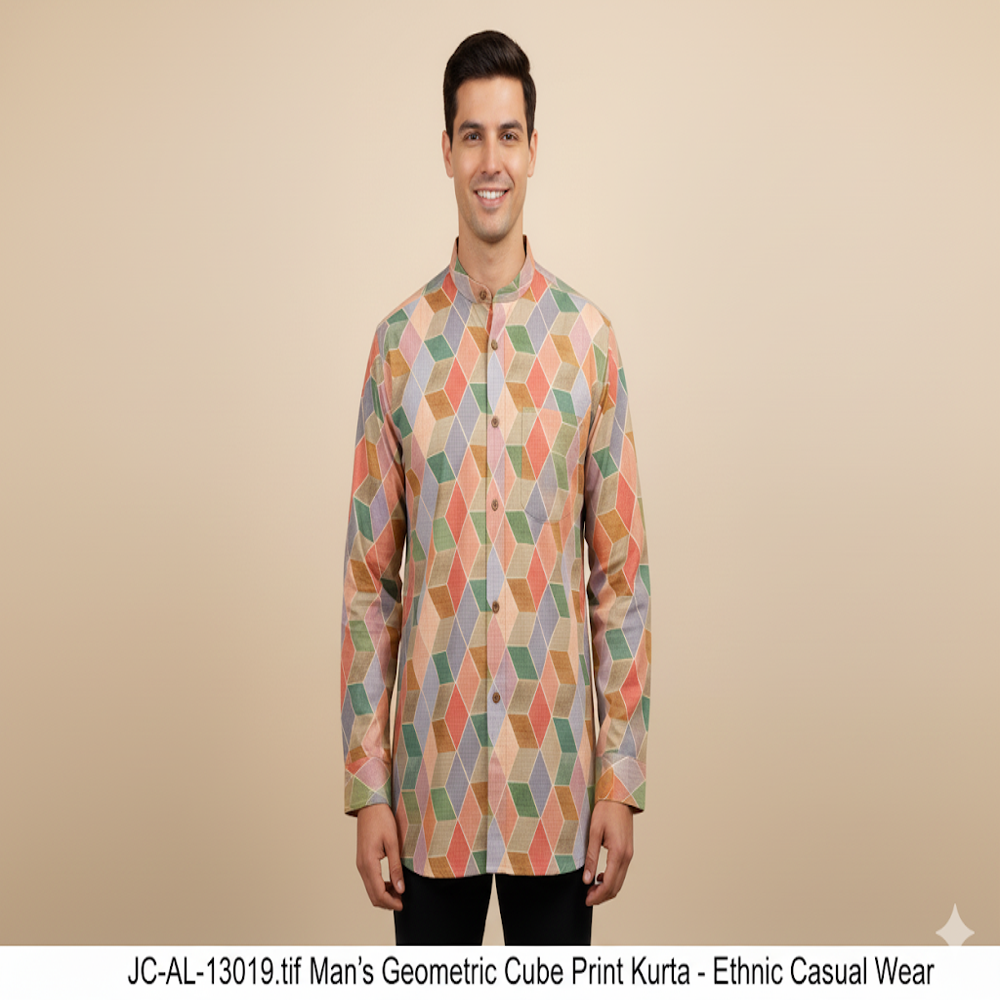 Geometric Cube Print Fabric - Application: Garment Making