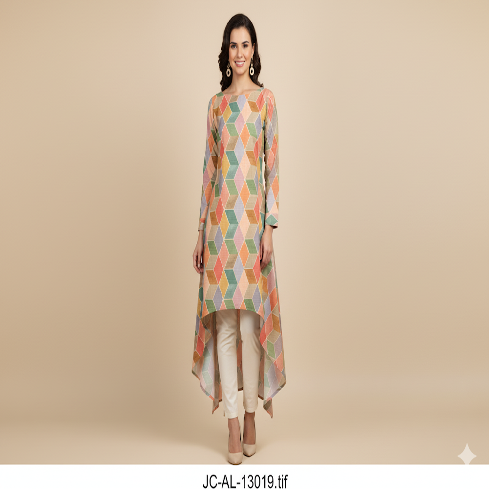 Geometric Cube Print Fabric - Application: Garment Making