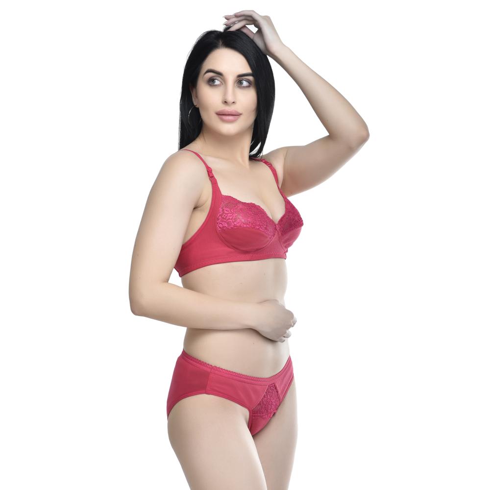 Ladies Cotton Lace Bra Panty Set