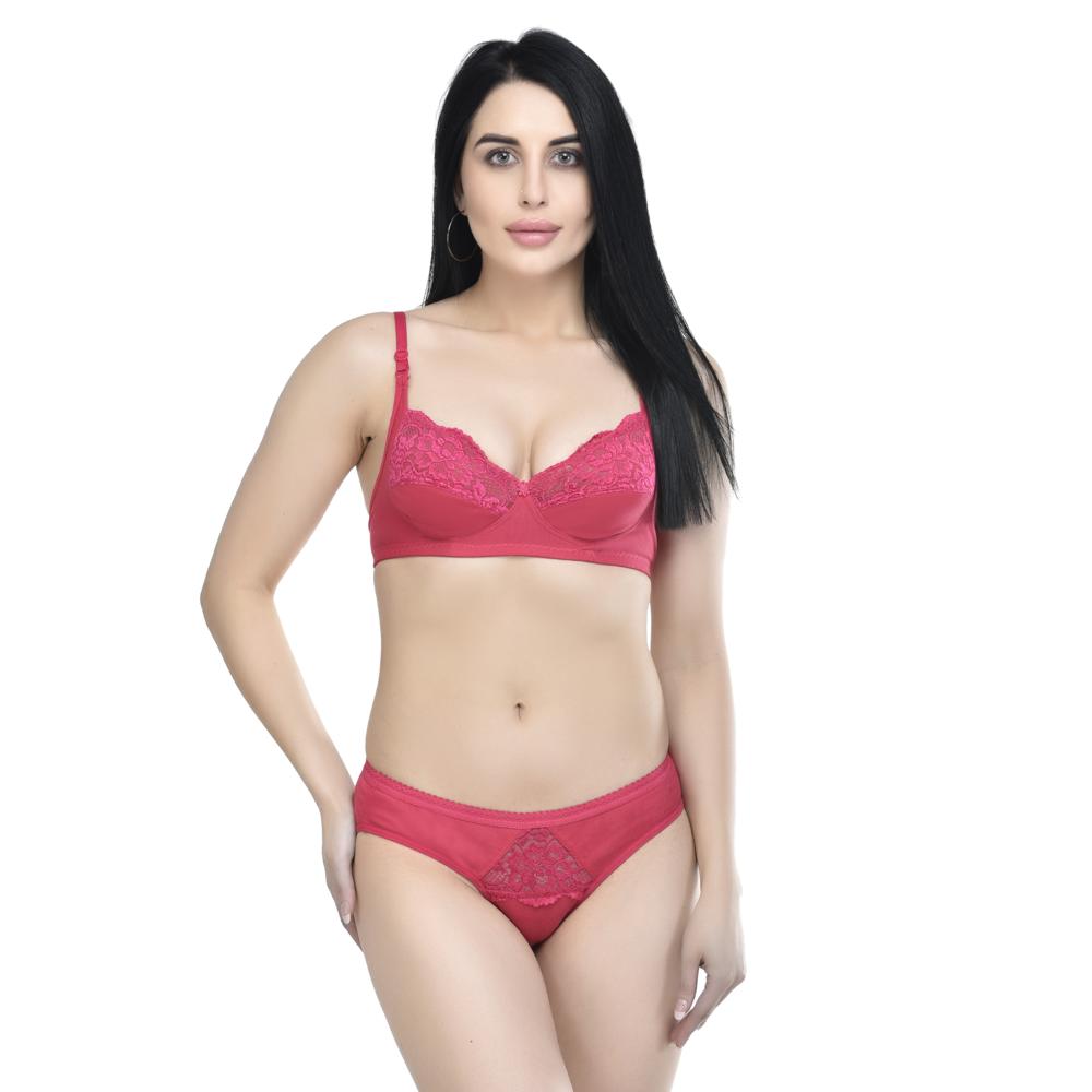 Ladies Cotton Lace Bra Panty Set