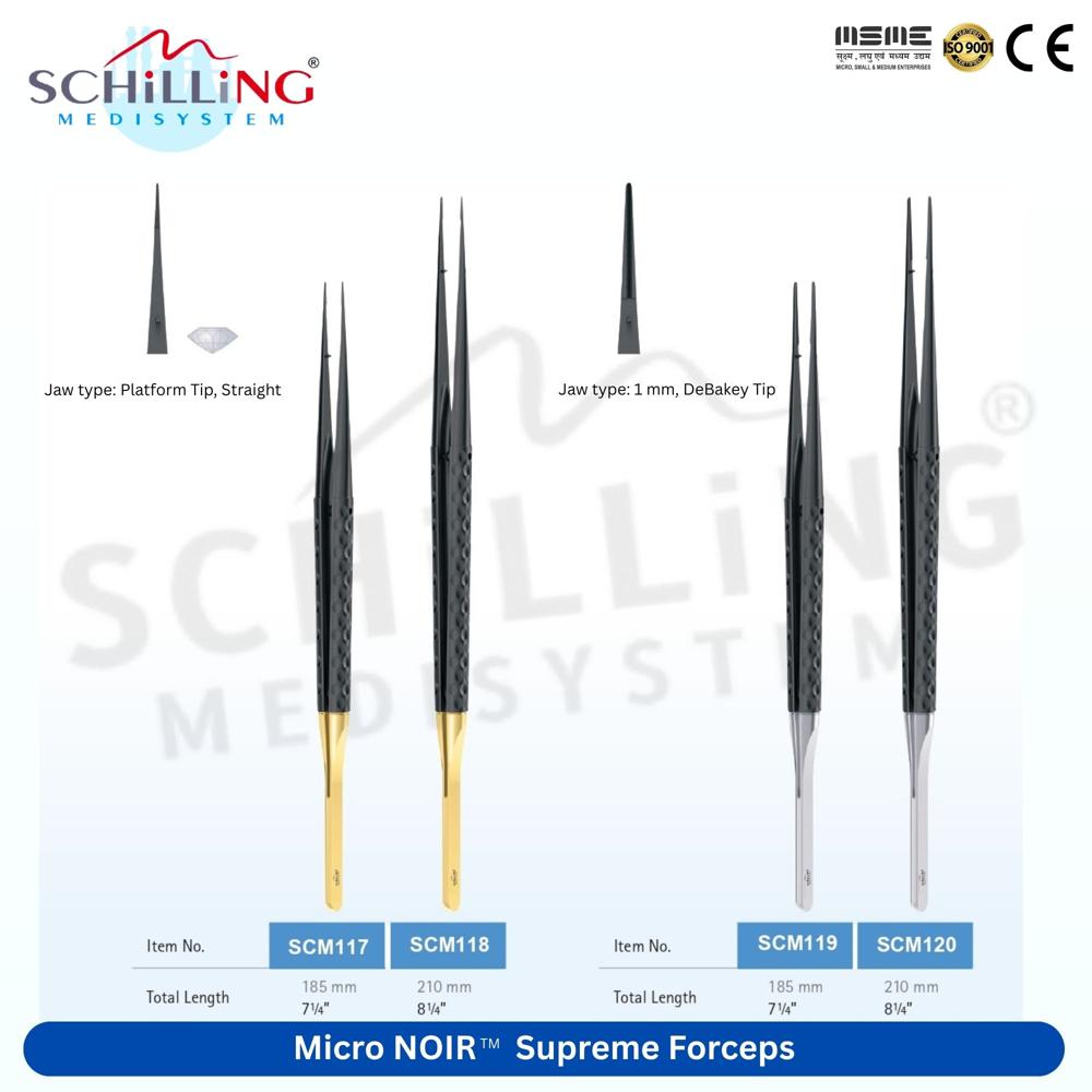 Schilling Micro Noir Supreme Forceps Platform And Debakey Tip - Application: Hospital