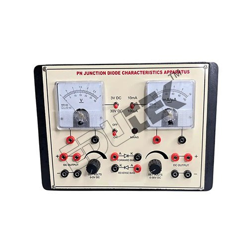 PN JUNCTION DIODE CHARACTERISTICS APPARATUS WITH ALUMINUM PANEL & SQUARE METERS