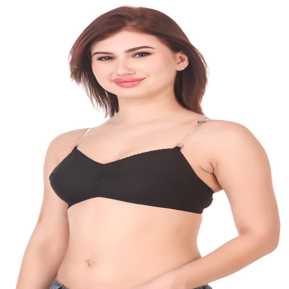 Transparent Strap Full Coverage Bra - Cotton Fabric, Different Sizes Available, Red Color | Full Coverage Design, Modern Transparent Straps