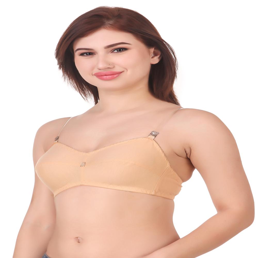 Transparent Strap Full Coverage Bra - Cotton Fabric, Different Sizes Available, Red Color | Full Coverage Design, Modern Transparent Straps