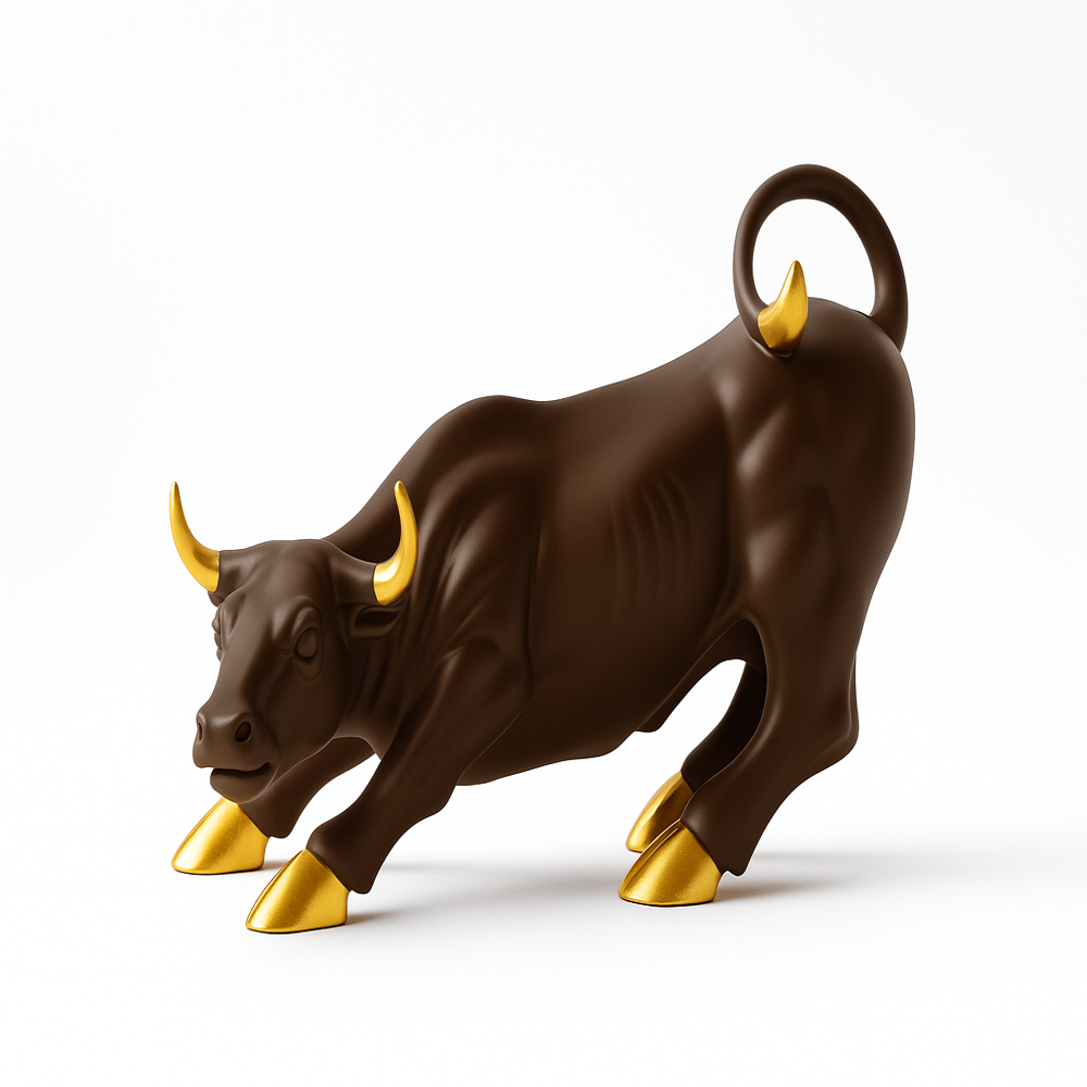 Share market small bull brown