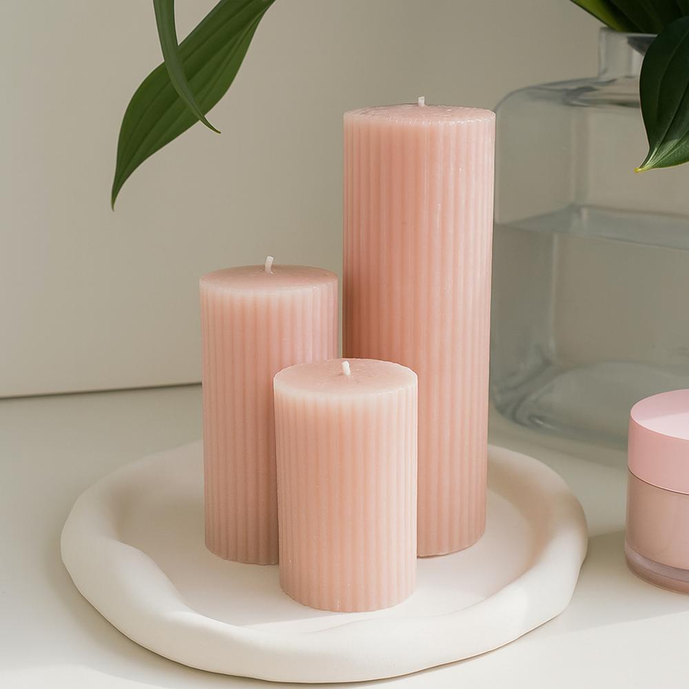 Blue Ribbed Candle - Color: Any Color