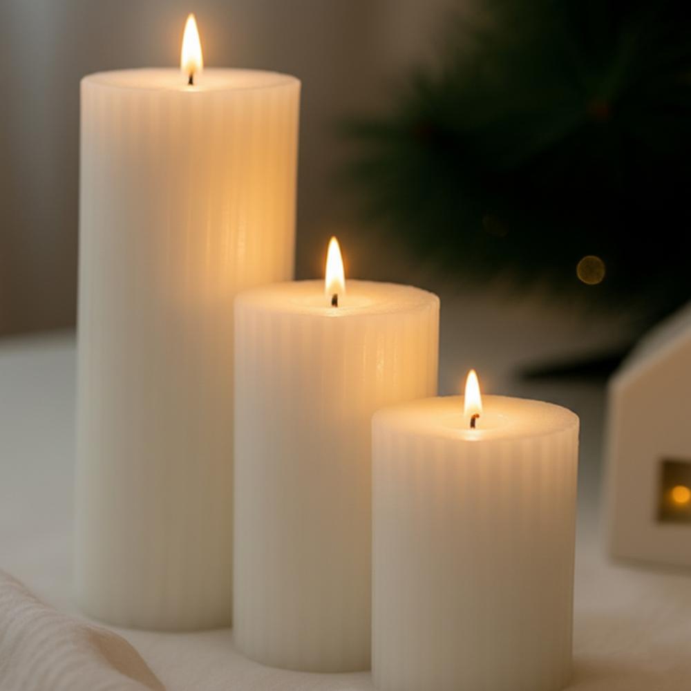 Blue Ribbed Candle - Color: Any Color