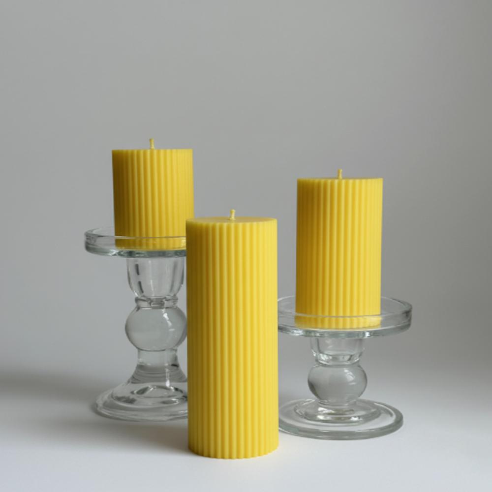 Blue Ribbed Candle - Color: Any Color