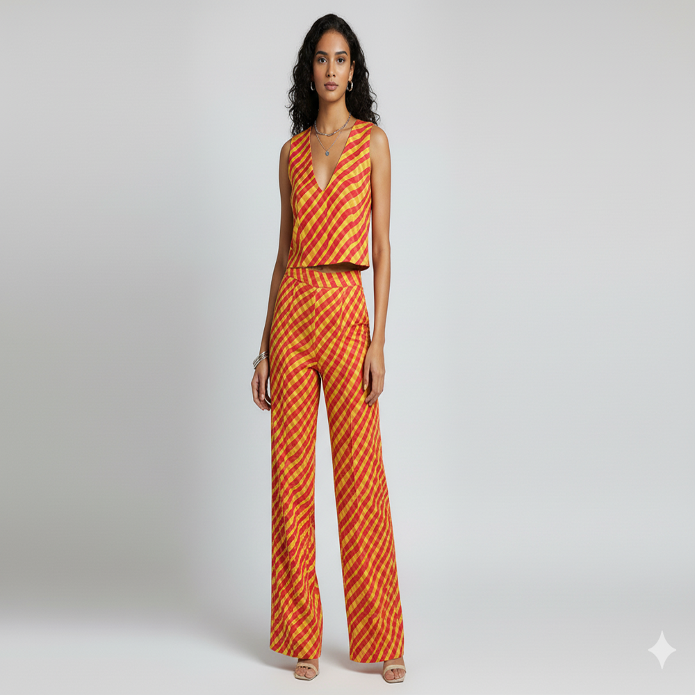 Digital Print Checkered Fabric