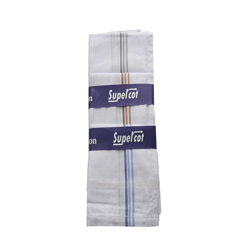 Striped Border Handkerchief - Cotton Blend, 12x12 Inches, Elegant Design With Classic Stripes