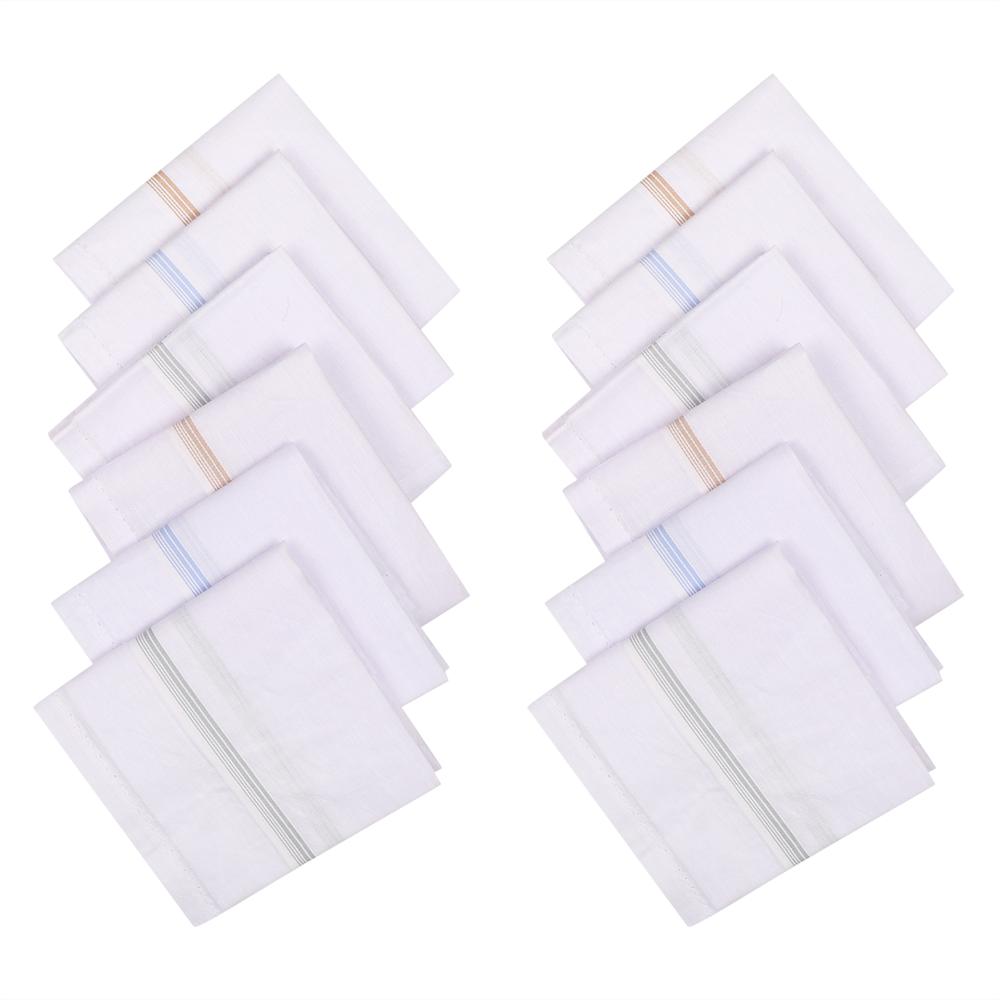 Striped Border Handkerchief - Cotton Blend, 12x12 Inches, Elegant Design With Classic Stripes