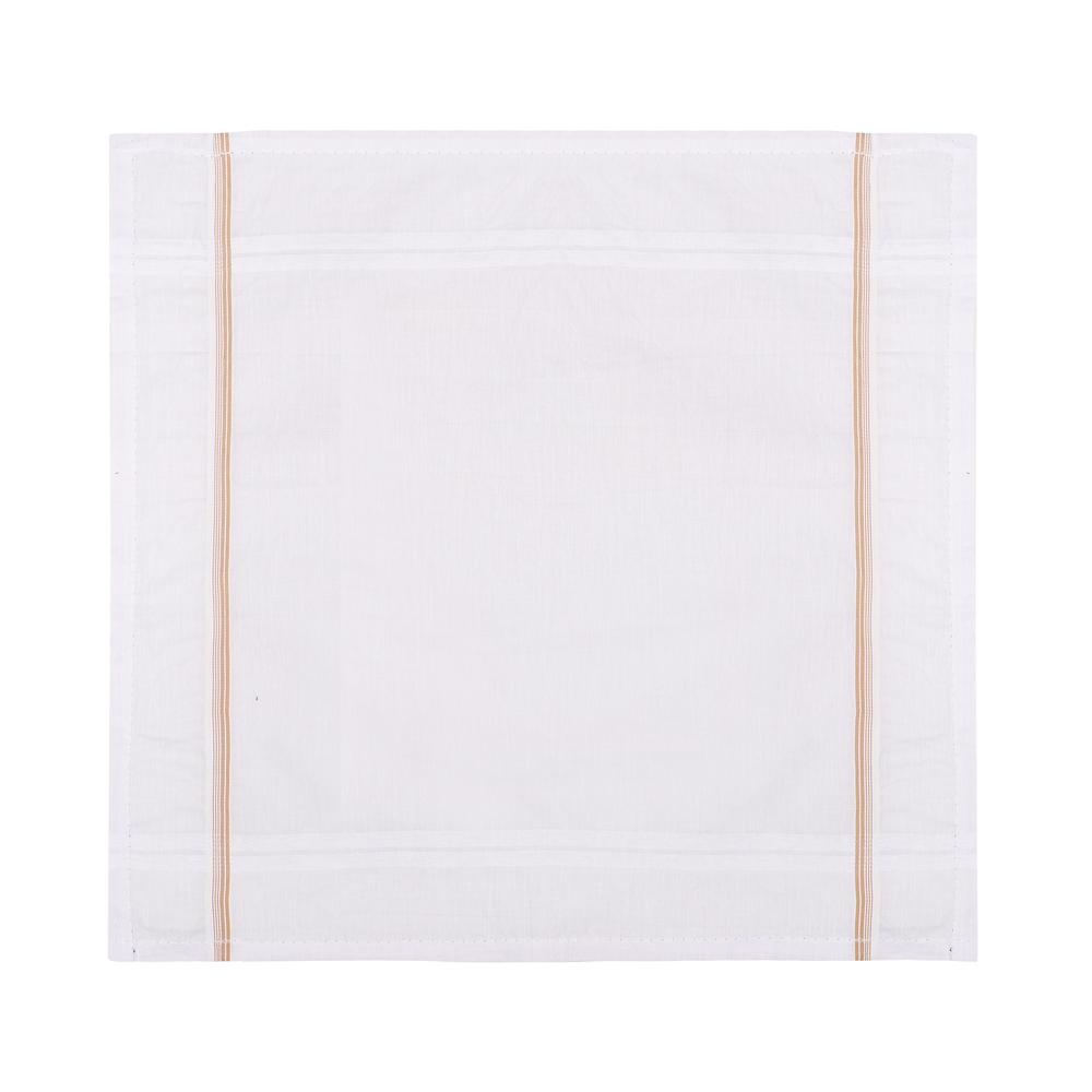 Striped Border Handkerchief - Cotton Blend, 12x12 Inches, Elegant Design With Classic Stripes